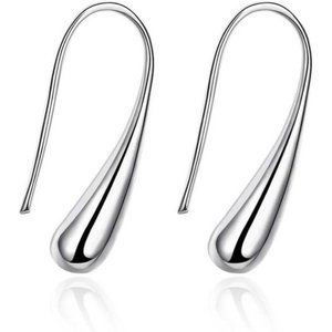 Women Waterdrop 925 Sterling Silver Hoop Earrings Elegant Earring Hypoallergenic